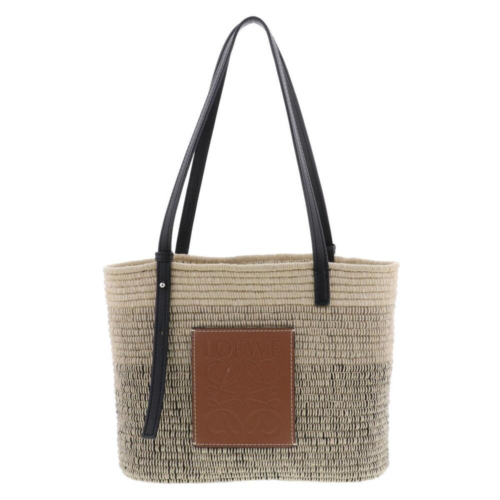 LOEWE Square Basket Bag Tote Beige Raffia